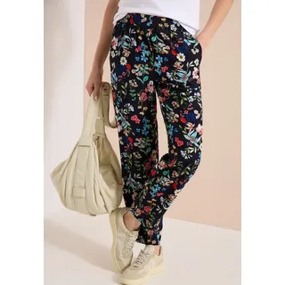 Cecil Florale Loose Fit Hose Blau 52