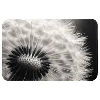 OnlyWow Badematte Pusteblume - Schwarz - Weiß, Höhe 10 mm, Polyester, Rechteckig, Badezimmerteppich, Badteppich, Rutschfest, Badvorleger, Waschbar schwarz Rechteckig | 60 cm x 40 cm x 10 mm