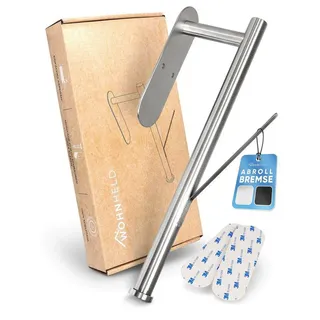 wohnheld WOHNHELD® Küchenrollenhalter ohne Bohren (Mit Abroll-Bremse für einhändiges Abreißen) Edelstahl Papierrollenhalter Wand Zewa Rollenhalter Silber
