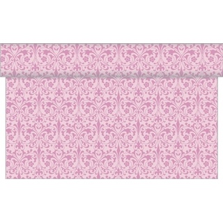 Sovie HORECA Tischläufer Janet in rosa aus Linclass® Airlaid 40cm x 24 m, 1 Stück - Floral Ornamente Schnörkel