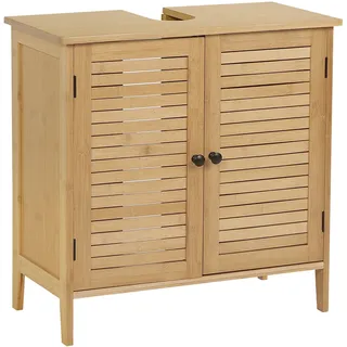 Waschbeckenunterschrank Badschrank Badezimmer Unterschrank Bambus 60 x 60 x 30cm