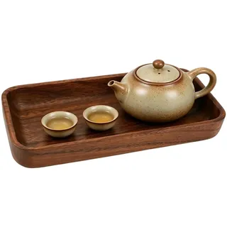 Dekoschale Salatschüssel aus Akazienholz, Holzschale Deko Obstschale Holz, Längliches Deko Brett Serviertablett Tischdekoration Holzablage Schlüssel Schale für Obst, Salate, Dip (Rechteck 15x30cm)