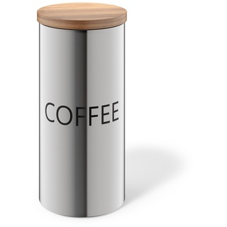 ZACK Serie Cera Kaffeedose 1,4 Liter Edelstahl mit Holzdeckel Frischhaltedose