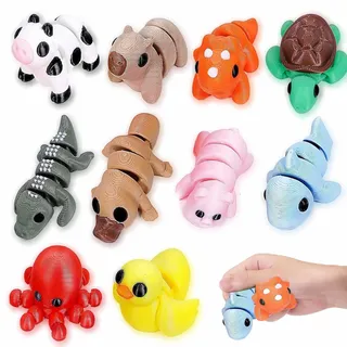 JOOTUEPO 3D-gedruckte Tiere, 10 Stück, 3D-gedrucktes Spielzeug, buntes bewegliches Gelenk/Verschiedene Tiere, für Zuhause/Büro-Dekoration/Foto-Requisite/Kinderbildung/Geburtstagsgeschenke