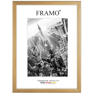 FRAMO Holz Bilderrahmen 49 x 36 cm nach Maß - Gold Gewischt | Größe wählbar | inkl. entspiegeltes Acrylglas | Rahmen für Puzzle | Foto | Poster