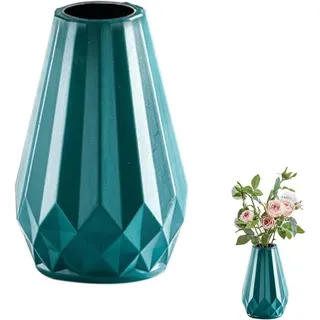 Dekorative, Bruchsichere Kunststoffvase Für Blumen. Moderne Blumenvase Für Wohnzimmer, Büro Oder Als Hochzeitsdekoration (türkis).