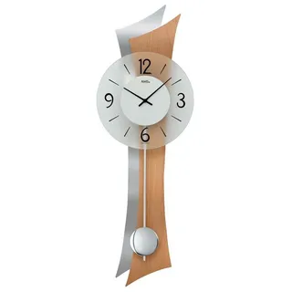 AMS Wanduhr Pendeluhr modern Glas-Zifferblatt - AMS Modell: 7425