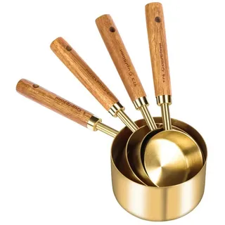 Kityhome Messlöffel 4 Stück Edelstahl Messbecher Set mit Messbecher Messlöffel, (4-St), 4-teiliges,Vielseitig einsetzbar – für Mehl, Zucker, Gewürze, Saucen