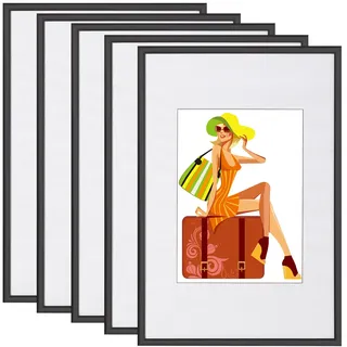 Woltu Bilderrahmen Schwarz 15x20 cm 5er Set