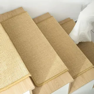 Lorxilar Stufenmatten Sisal Innen Treppenteppich Sisal Selbstklebend Treppen Teppichstufen Rechteckig A,1x(65x24cm/25.6x9.4in)