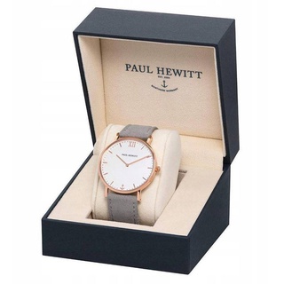 PAUL HEWITT Armbanduhr Damen Sailor Line White Sand - Damen Uhr (Rosegold), Damenuhr mit Stoffarmband in Grau, weißes Ziffernblatt
