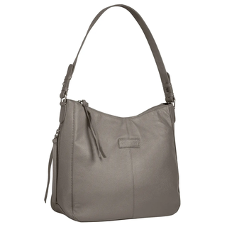 Shopper BRUNO BANANI, Damen, Gr. B/H/T: 35cm x 28cm x 13cm onesize, grau, Leder, leicht glänzend, unifarben, Taschen Shopper, echt Leder