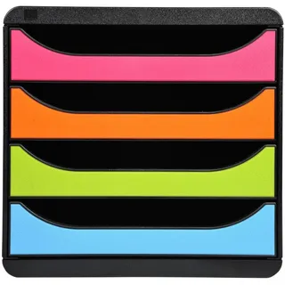 Exacompta Schubladenbox Big Box 27,8 x 34,7 x 26,7 cm 4-tlg. mehrfarbig