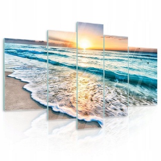 Wallarena Glasbild »Strand Meer, Modern Glasbilder Schlafzimmer, Bild Auf Glas Wandbilder«, (Set 5 teilig), Premium Glasbilder