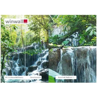 winwall Duschrückwand Duschrückwände ALU-Verbundplatte Dekor: Wasserfall Mexiko, (1-tlg), Wandverkleidung aus Alu bunt|grün 19 cm x 27 cm