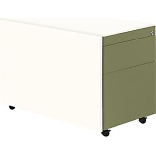Schubladencontainer mit Rollen, 570x800, 1 Materials., 1 Hängereg., weiß/grün