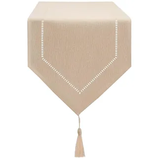 LLCUTESHOP Tischläufer Beige 32 x 180 cm Modern, Innovatives Design Einfarbig Leinen Tischläufer, Abwaschbar Hochwertiger Tischläufer Weizenohrdesign für Esszimmer Party Urlaub Dekoration