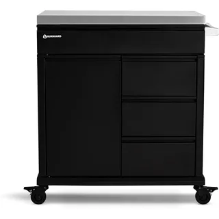 BURNHARD® Grill Beistellwagen Black Edition mit Edelstahl-Arbeitsfläche