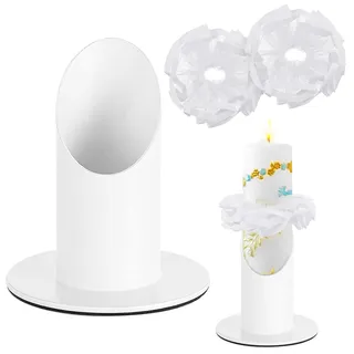 Kerzenständer Kommunionkerze, kerzenhalter Kommunion mit 2 Tropfschutz Kommunion Deko, Taufkerzenständer für 4cm Kerzen, Kerzenhalter für Taufe,Kommunion&Festlichkeiten Traukerze
