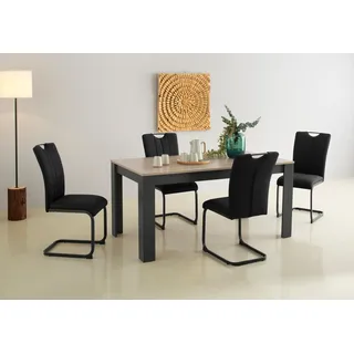 Home Affaire Essgruppe HOME AFFAIRE "Napoli", grau (anthrazit, anthrazit, anthrazit), B:160cm H:75cm T:88,5cm, Sitzmöbel-Sets, Essgruppe, 5-teilige Tischgruppe mit modernem Freischwinger Stuhl und Esstisch