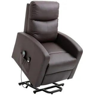 HOMCOM Relaxsessel Sessel mit Aufstehhilfe, Elektrischer Massagesessel (Aufstehsessel, 1-St., Fernsehsessel), bis 120 kg belastbar braun