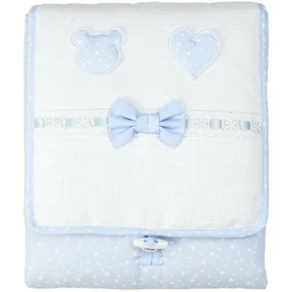 Wickeltasche Filet weich 100% Baumwolle Italien Baby Kleinkind Weiß Blau