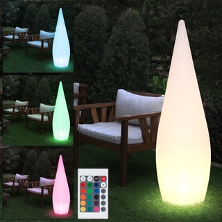 Außenleuchte Stehlampe RGB LED dimmbar Terrassenlampe Garten mit Fernbedienung, Kunststoff weiß, Dimmer Farbwechsler, H 120 cm