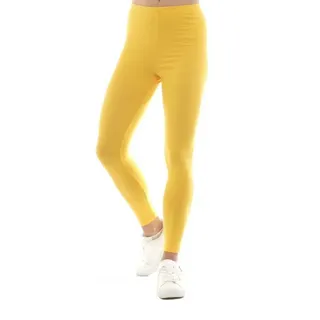 F&K-Mode Leggings Damen Leggings lang Hose Baumwolle gummi gelb L