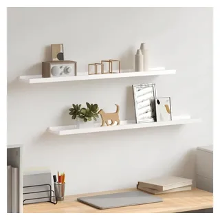furnicato Wandregal Praktisches 80 x 9 x 3 cm in Hochglanz-Weiß aus MDF, 2-tlg., Stabiles Schweberegal als Ablage für Bücher und Deko im Wohnzimmer weiß 80 cm x 9 cm
