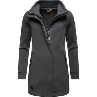 Ragwear Damen, Leichter Sweat-Übergangsmantel lang windabweisendl mit hohem Kragen Letrice Bonded Dark Grey Gr. XL - XL