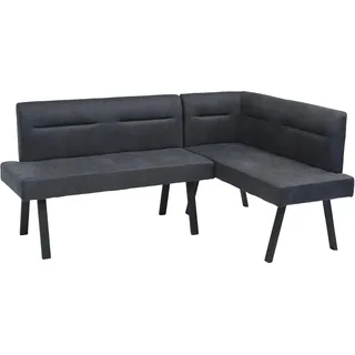 byLIVING Eckbank Montreal, in anthrazit, schwarz, B:181cm H:87cm T:56cm, Stahl, Stoff, Sitzbänke, Eckbank, Microfaser, bis 330 kg, Taschenfederkern, Ziernaht im Rücken