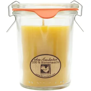 100% Bienenwachskerze im Glas 84/70 mm, KERZENFARM HAHN, Brenndauer 20h, 160 ml