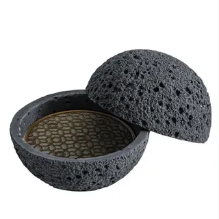 MSCHENZW Japanese Planet Volcanic Stone Artistic Dish Pendulum Seafood Sushi Sashimi Ice Plate Smoke Plate, 12CM Easy to Use Black