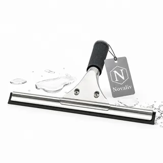 Novaliv Fensterabzieher Profi 25 cm Fensterreiniger Edelstahl mit auswechselbaren Gummilippe Fensterlippe Fensterreinigung Abzieher Fenster Fensterputzer Fensterwischer Duschabzieher