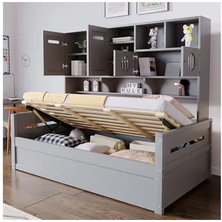 STILVORA Schlafsofa 90×200 mit Bettkasten,Tagesbett Daybett mit Stauraum&Lattenrost,Grau grau