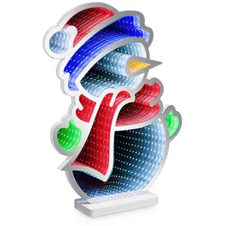 IDENA LED Infinity Mirror Schneemann 35 x 8 x 45 cm mit Netzteil