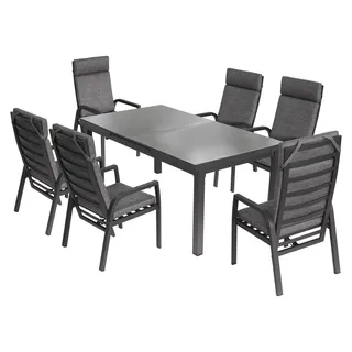 »Boston 3« Gartenmöbel Set, Aluminium, 6 Personen - Grau