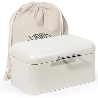 Zedelmaier Brotkasten Brotkasten aus Metall,Brot Lange Aufbewahren,Retro Brot Box mit Deckel, (2-tlg., MBH001&2), Stapelbar Brotaufbewahrungsbox beige|rot 30.5 cm