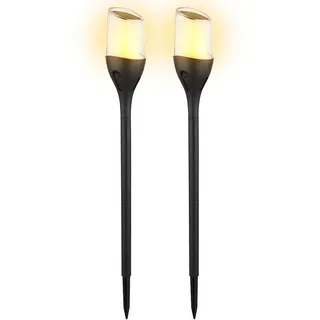 GLOBO Solarfackel Außenleuchte Kunststoff H 64,5 cm 2er Set schwarz
