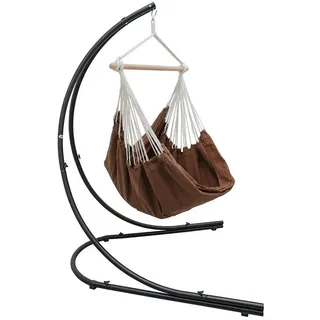 AMANKA Hängestuhl Hängestuhlgestell HSG-153 mit Hängestuhl HMG-40, 185 x 130 cm Hängesitz für Kinder und Erwachsene - 360° Relaxsessel braun