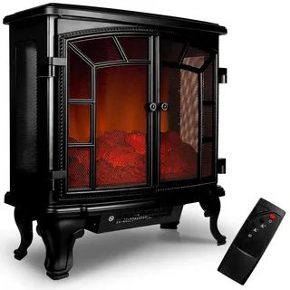 monzana Doppeltür-Kamin Schwarz