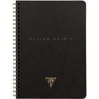 Clairefontaine 102566C Notizbuch Flying Spirit, mit Innentaschen und Spiralbindung, liniert, 60 Blatt, DINA5, 14,8 x 21cm, 1 Stück, Schwarz mit sortierten Designs
