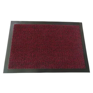 MERTEX Zeitlose Schmutzfangmatte Türmatte Sauberlauf Schmutzmatte Fußabstreifer für Flur Eingangsbereich Haustür innen und außen (rot-schwarz meliert 60 x 90 cm)