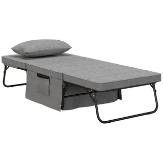 MC Star Klappbett 4-in-1 Einzelbett Gästebett Sessel Ottomane, 8 cm Matratze, 5-Stufen (Höhenverstellbar, Stahlrahmen, 188x75x38cm) grau