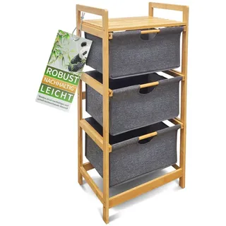 HEIMWERT Wäschekorb Wäschekorb Regal 3 Fächer Wäschesortierer Wäschesammler, 44 x 34,5 x 96 cm groß für Badezimmer und Schlafzimmer grau