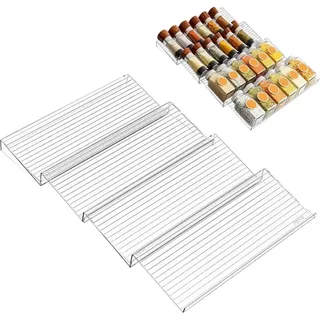 Gewürzschubladen-organizer Für Die Küche, Gewürzregal Für Schubladen, Gewürzhalter Für Schubladen, Ausziehbar Von 27 Bis 55 Cm, Gewürzaufbewahrungsschublade Für Die Küchenarbeitsplatte, Acryl, 4-teili