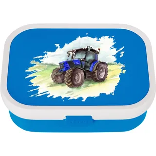 EZYshirt® Traktor mit Wunschnamen | Trecker Aufdruck Personalisierte Brotdose mit Bento-Einsatz - Einheitsgröße