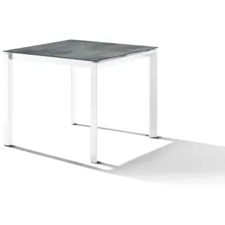 Sieger Gartentisch 90x90cm Polytec Zement graphit-Gestell Weiß