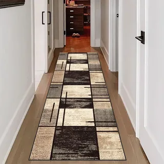 RxueSug Läufer Flur Teppich, Lang 80 x 250 cm Küche Teppich, Bettumrandung Läufer, Modern Flur Läufer Teppich, rutschfest Waschbar, für Wohnzimmer, Flur, Schlafzimmer, Esszimmer