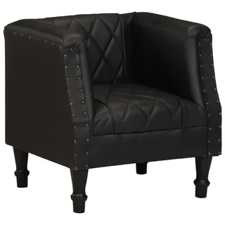 vidaXL Sessel Vintage Clubsessel Cocktailsessel Loungesessel Armsessel Ledersessel Polstersessel Relaxsessel TV Schwarz Echtes Ziegenleder
